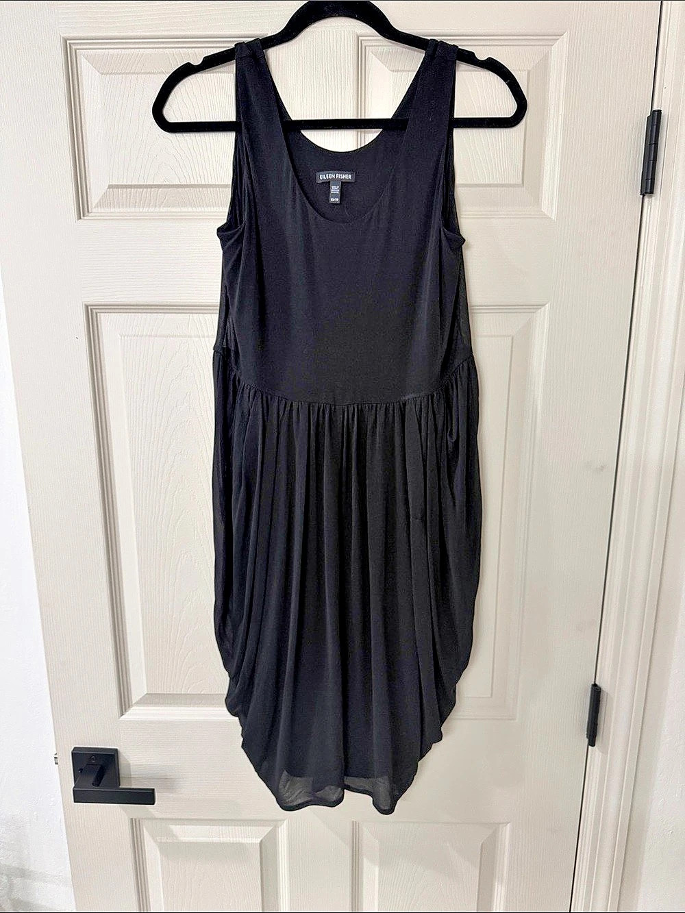 Eileen Fisher Silk Midi Dress in Black Size XS